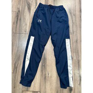Under Armour Mens Track Pants Medium Navy & White Loose Fit Ankle Zip